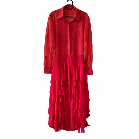 NEW VICTORIA BECKHAM
Ruffle Midi Dress Raspberry - Picture 3 of 11